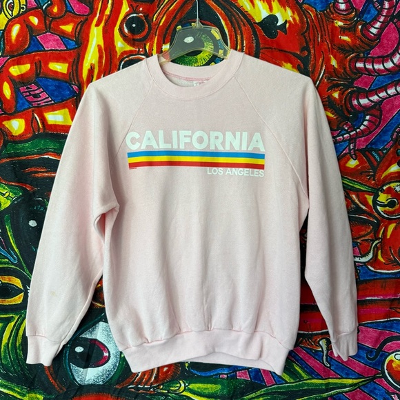 Vintage Los Angeles California Crewneck Sweatshirt Light Pink Women’s Large - Picture 1 of 5